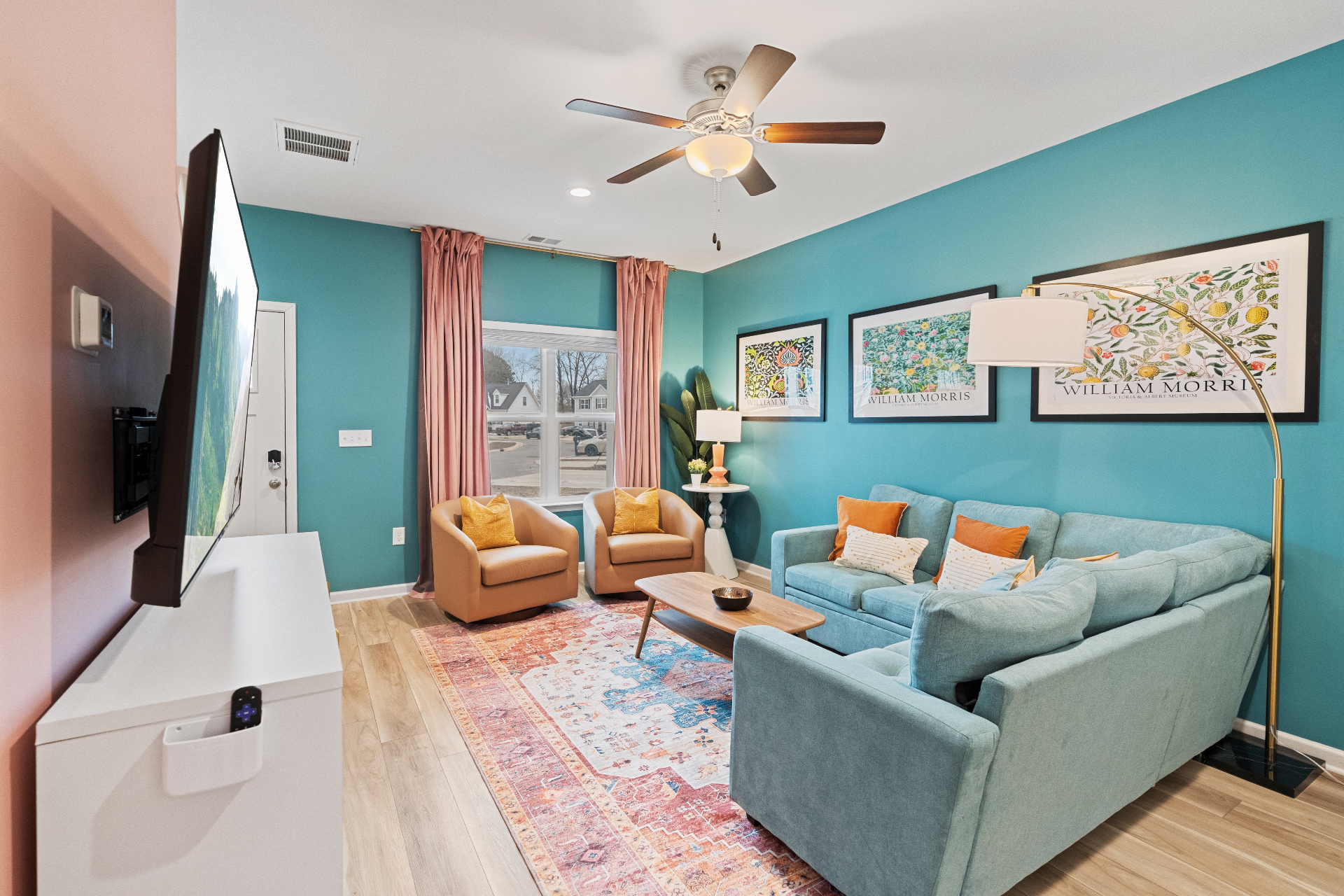 Colorful designer living room in a Stayvanah property